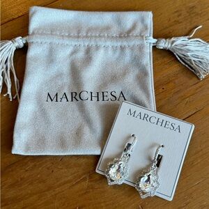 NWT MARCHESA Tear Drop Crystal Silver Tone Earrings!